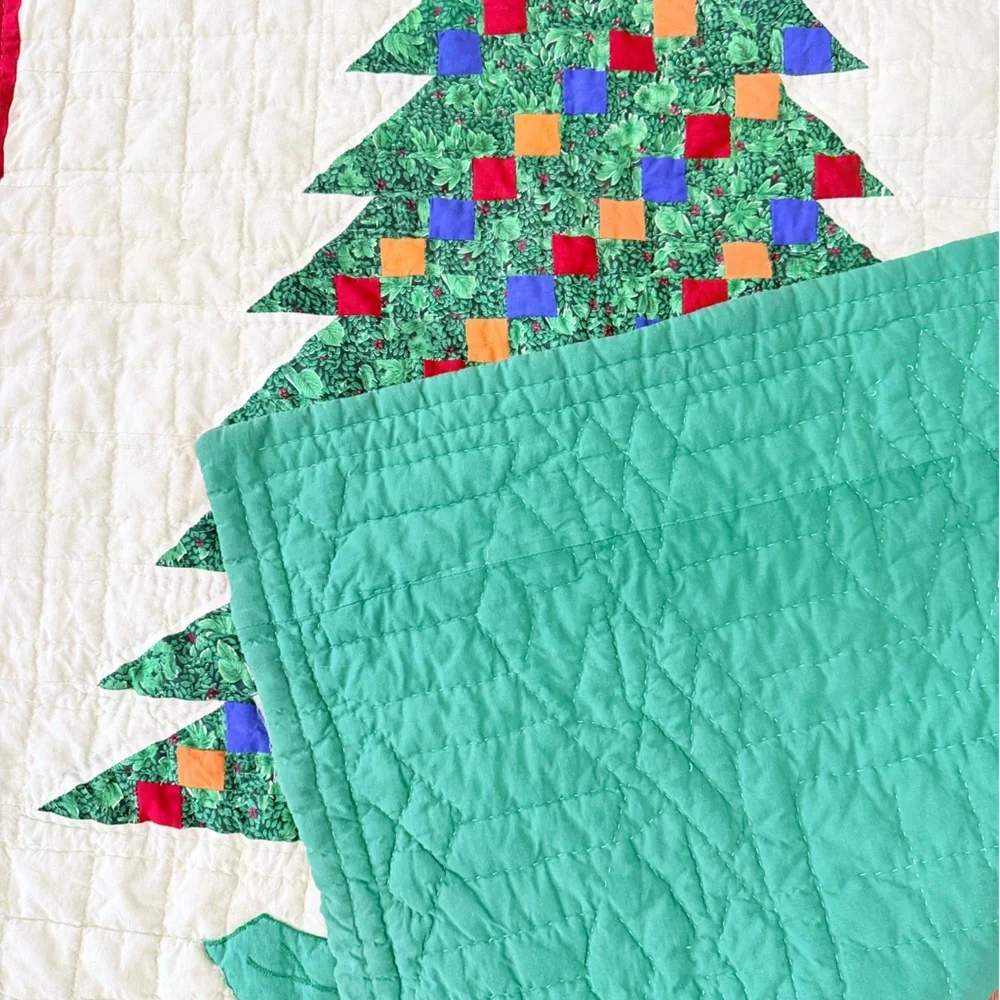 Vintage Christmas Tree Quilt HANDMADE Size 49x55 inches